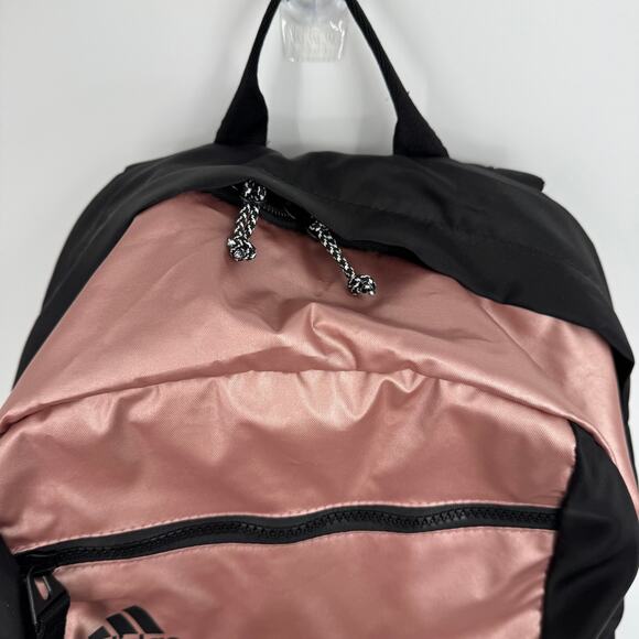 Adidas League three stripe backpack bookbag padded school black rose gold - Picture 5 of 10